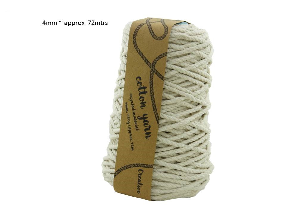 bulk 12 Macrame Cotton Yarn 72mtrs 4mm 400G Natural V637-CRA27886