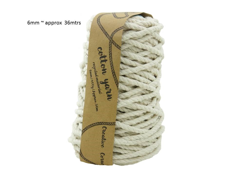 bulk 12 Macrame Cotton Yarn 36mtrs 6mm 400G Natural Knitting V637-CRA27887