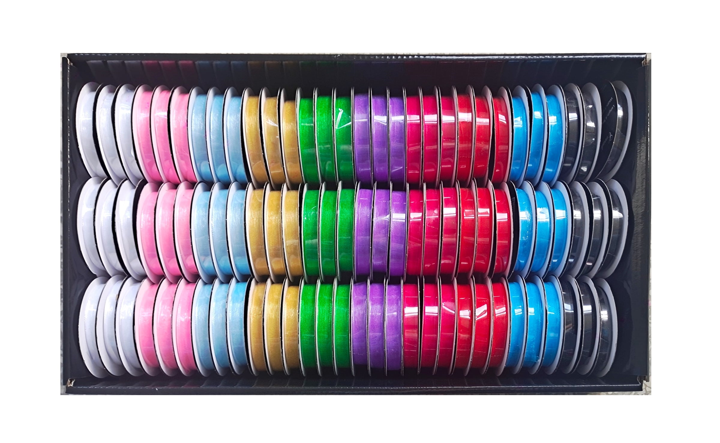 bulk 90 Roll Ribbon Sheer 4.5mt 10mm Displayed Box V637-CRA31367