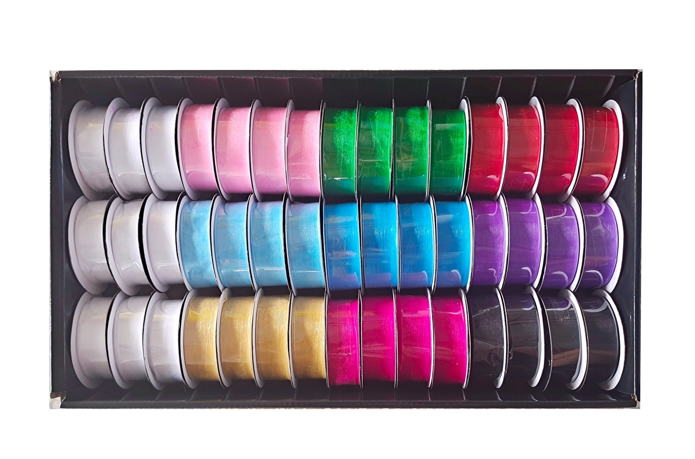 bulk 45 Roll Ribbon Sheer 4mtr 25mm Displayed Box V637-CRA31368