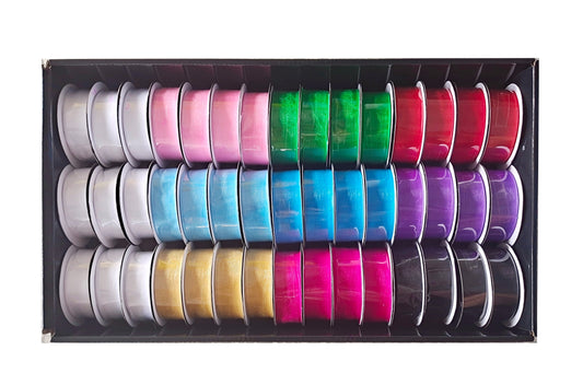 bulk 45 Roll Ribbon Sheer 4mtr 25mm Displayed Box V637-CRA31368
