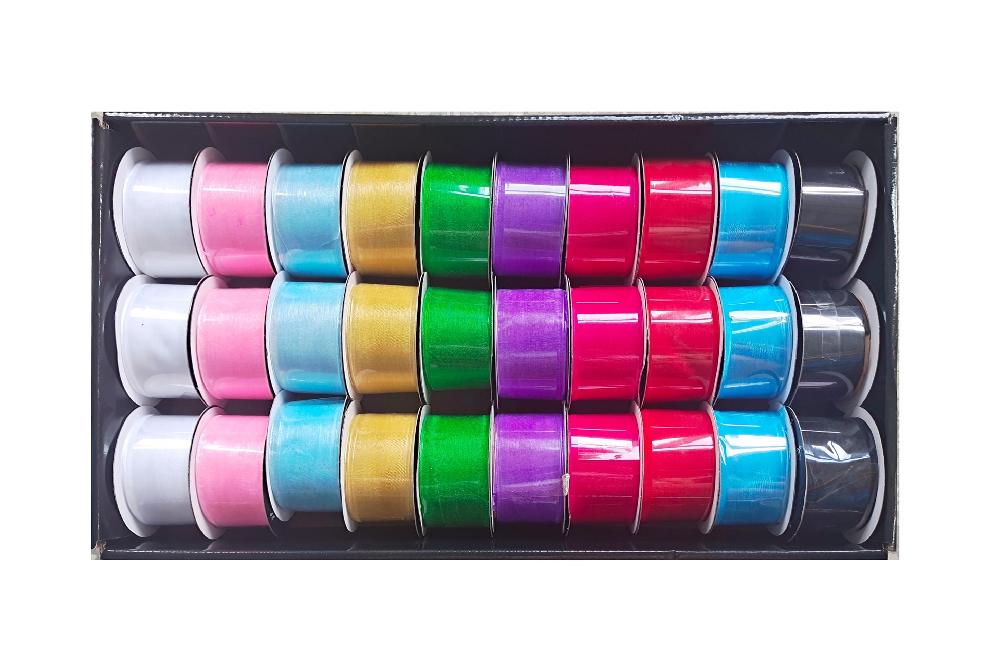 bulk 30 Roll Ribbon Sheer 3mtr 38mm Displayed Box V637-CRA31369