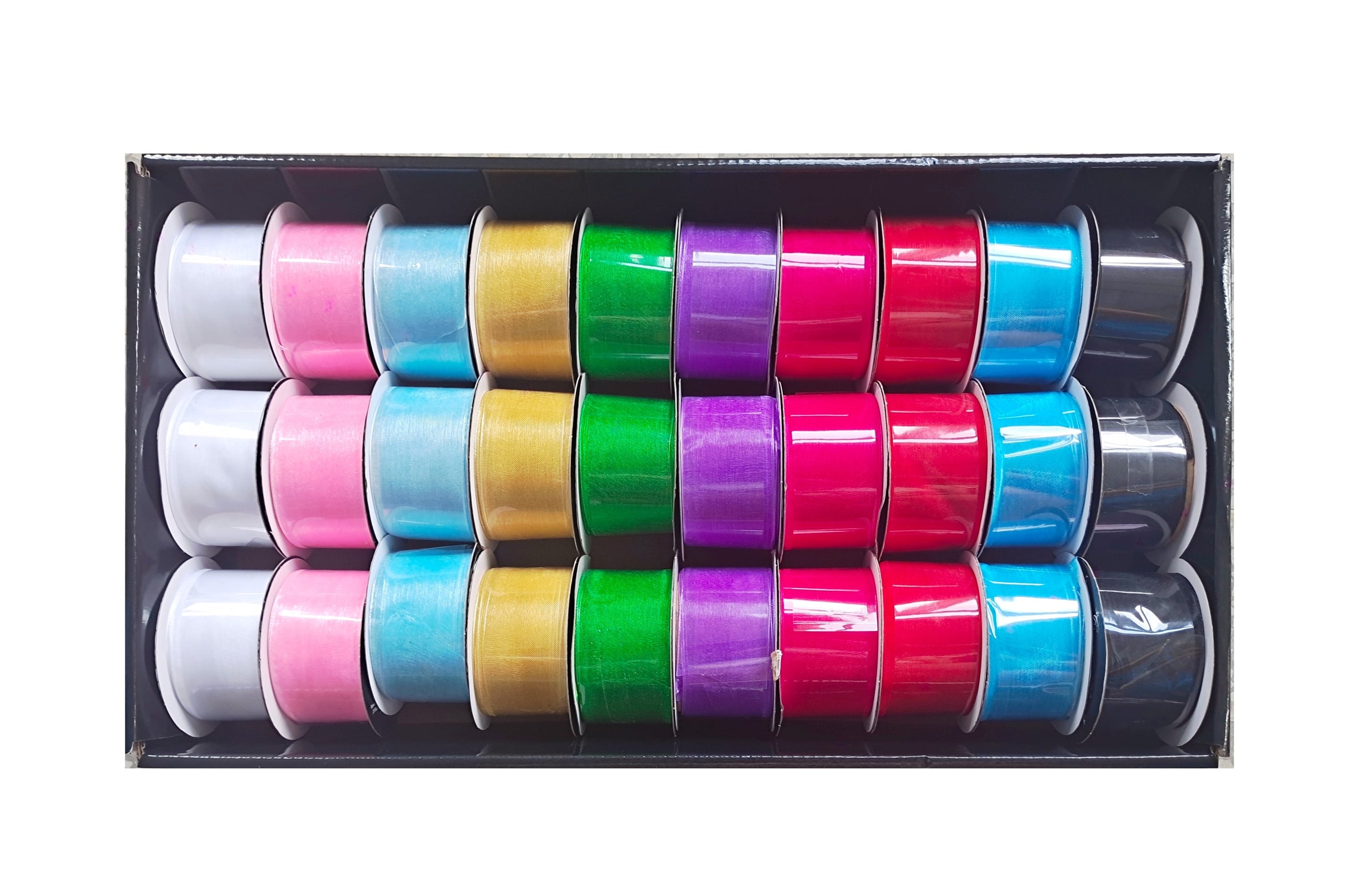 bulk 30 Roll Ribbon Sheer 3mtr 38mm Displayed Box V637-CRA31369