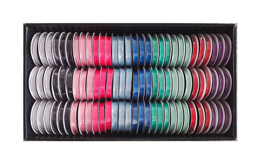 bulk 90 Roll Satin Ribbon 4.5mt 10mm Displayed Box V637-CRA31370