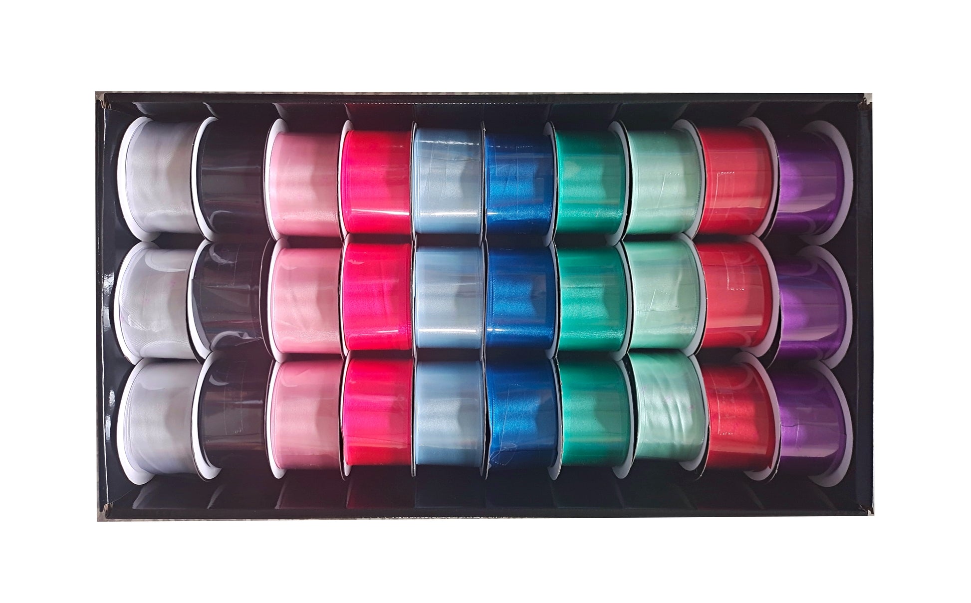 bulk 30 Satin Ribbon 3mtr 38mm 30Roll Displayed Box V637-CRA31372