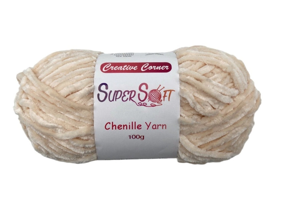 bulk 12 Beige Super Soft Chenille Yarn 100G V637-CRA31383