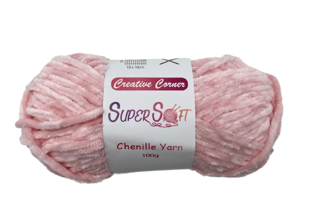 bulk 12 Baby Pink Super Soft Chenille Yarn 100G V637-CRA31384