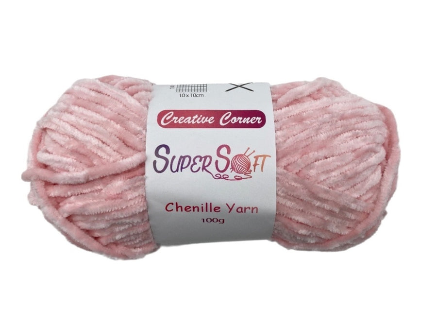 bulk 12 Baby Pink Super Soft Chenille Yarn 100G V637-CRA31384