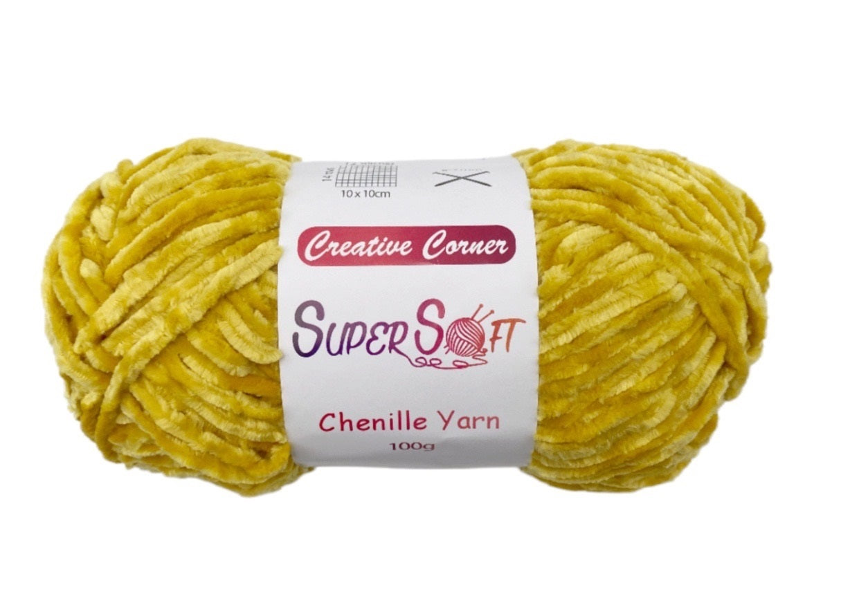 bulk 12 Yellow Super Soft Chenille Yarn 100G V637-CRA31388