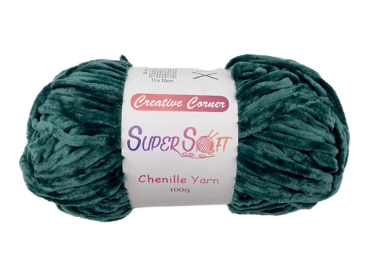 bulk 12 Green Super Soft Chenille Yarn 100G V637-CRA31391