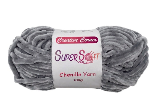 bulk 12 Light Grey Super Soft Chenille Yarn 100G V637-CRA31392