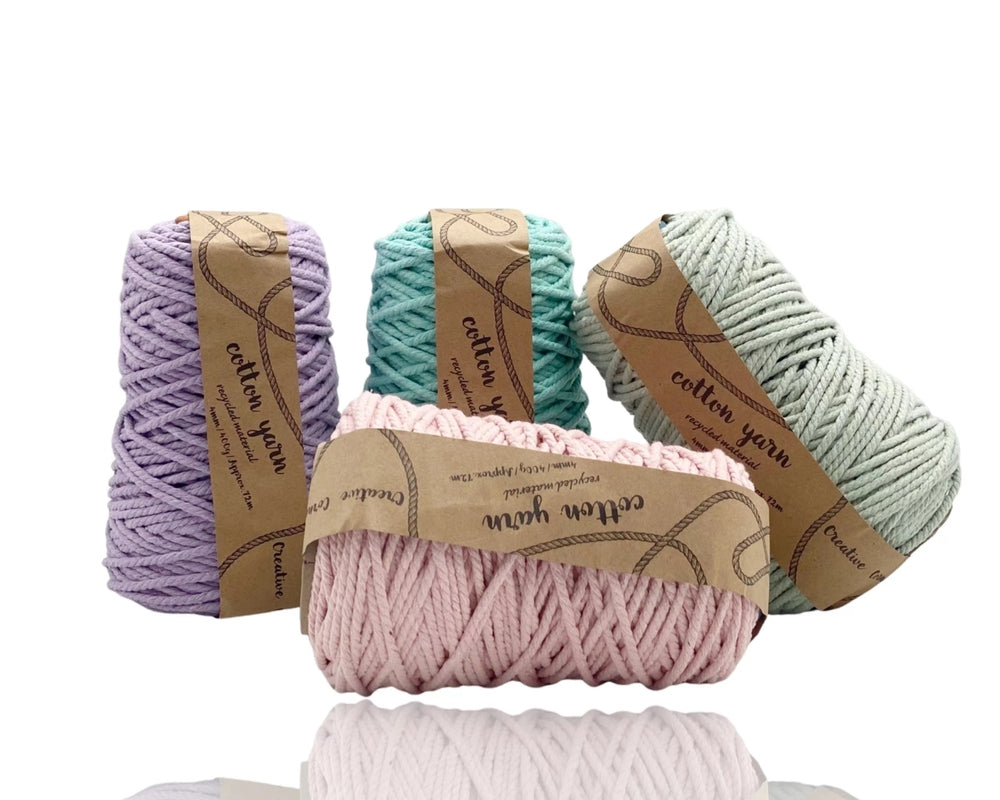 bulk 12 Macrame Cotton Yarn 72mtrs 4mm 400G Pastel Assort Knitting V637-CRA32946