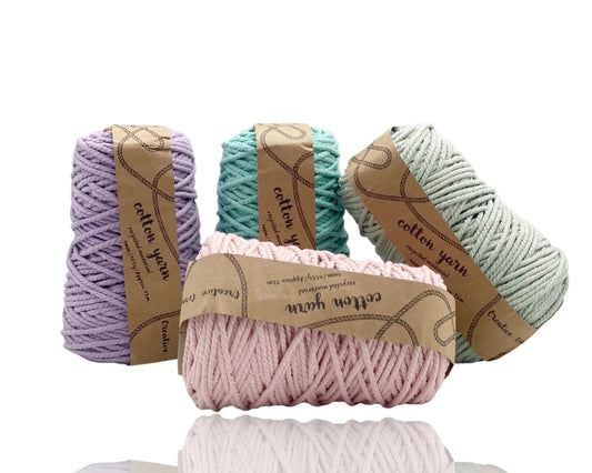 bulk 12 Macrame Cotton Yarn 72mtrs 4mm 400G Pastel Assort Knitting V637-CRA32946