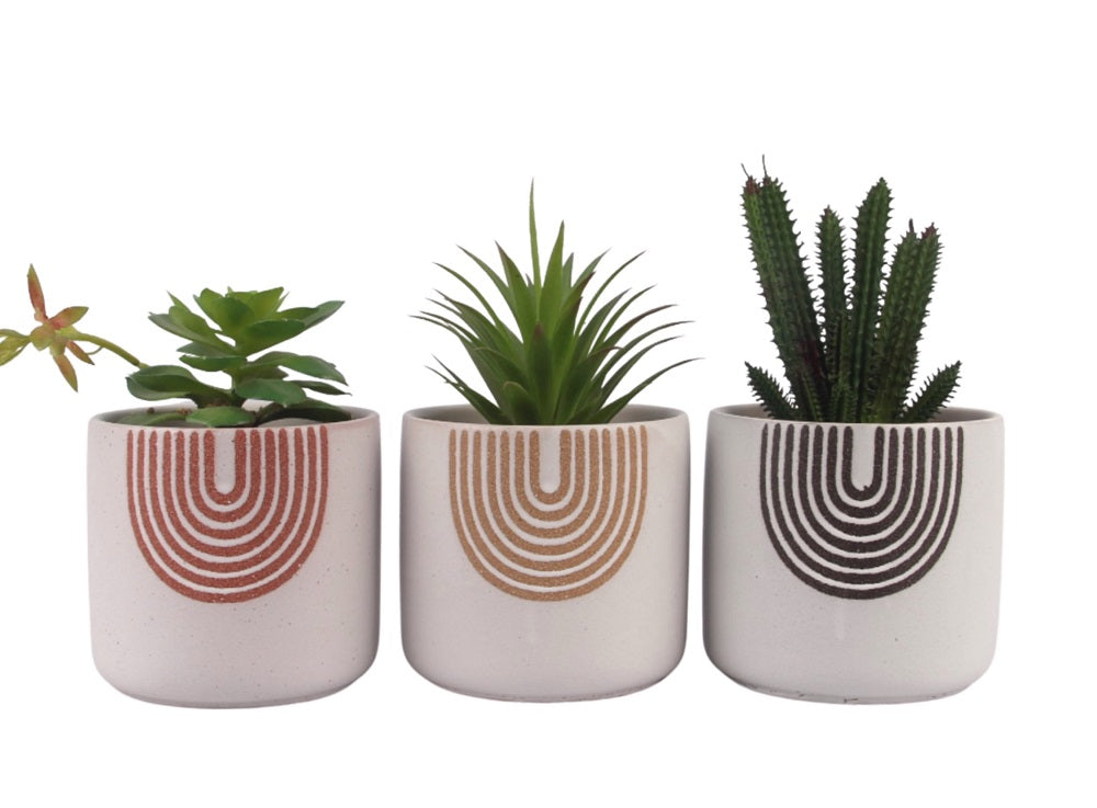 Set 3 Rainbow Ceramic Pot Planter 13cm V637-CVA32162
