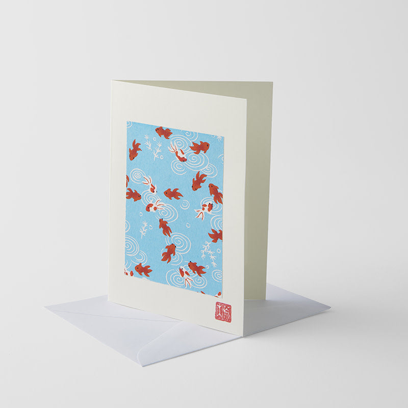 Card Handmade Chiyogami Goldfish Greeting V637-D0205