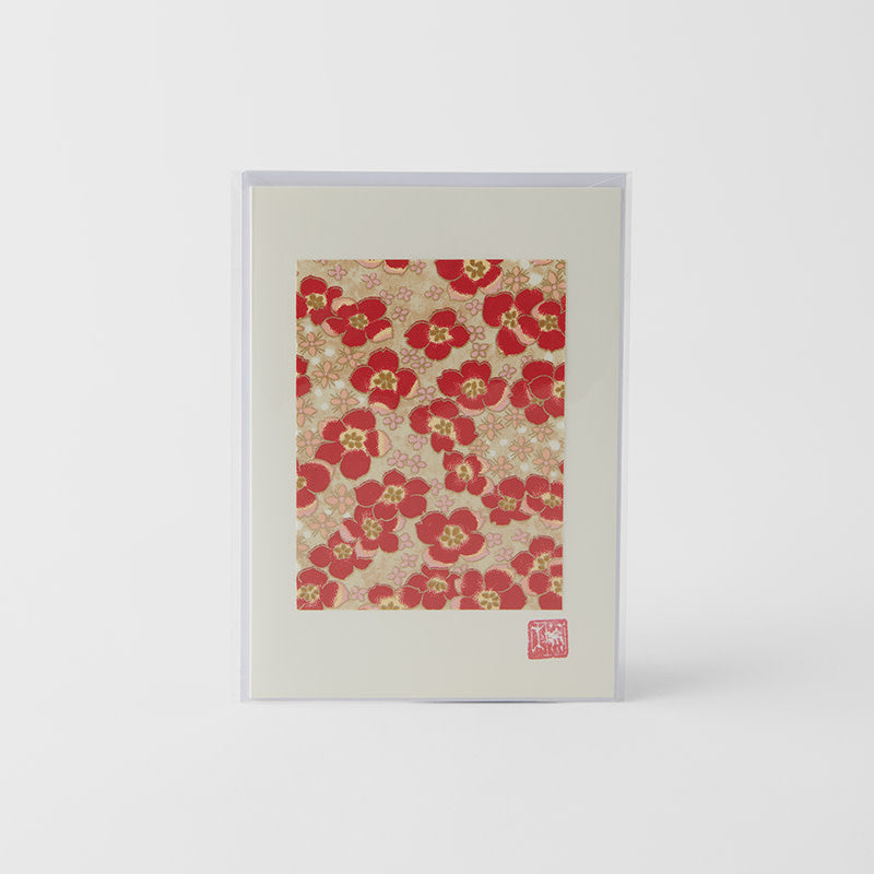 Card Chiyogami Blossom & Gold Handmade Greeting V637-D0206