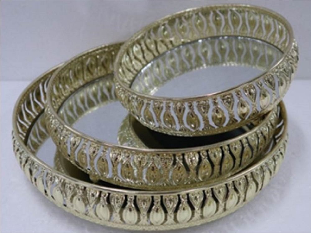 Set 3 Mirror Metal Tray 34x6cm V637-DCO29000