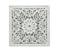 Carved Square Wall Art Antique White 60cm V637-DCO30879