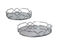 Set 2 Round Silver Mirror Tray 30cm V637-DCO31861