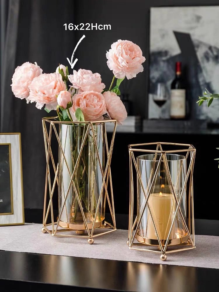 Gold Decorative Candle Holder Lantern 22cm V637-DCO32639