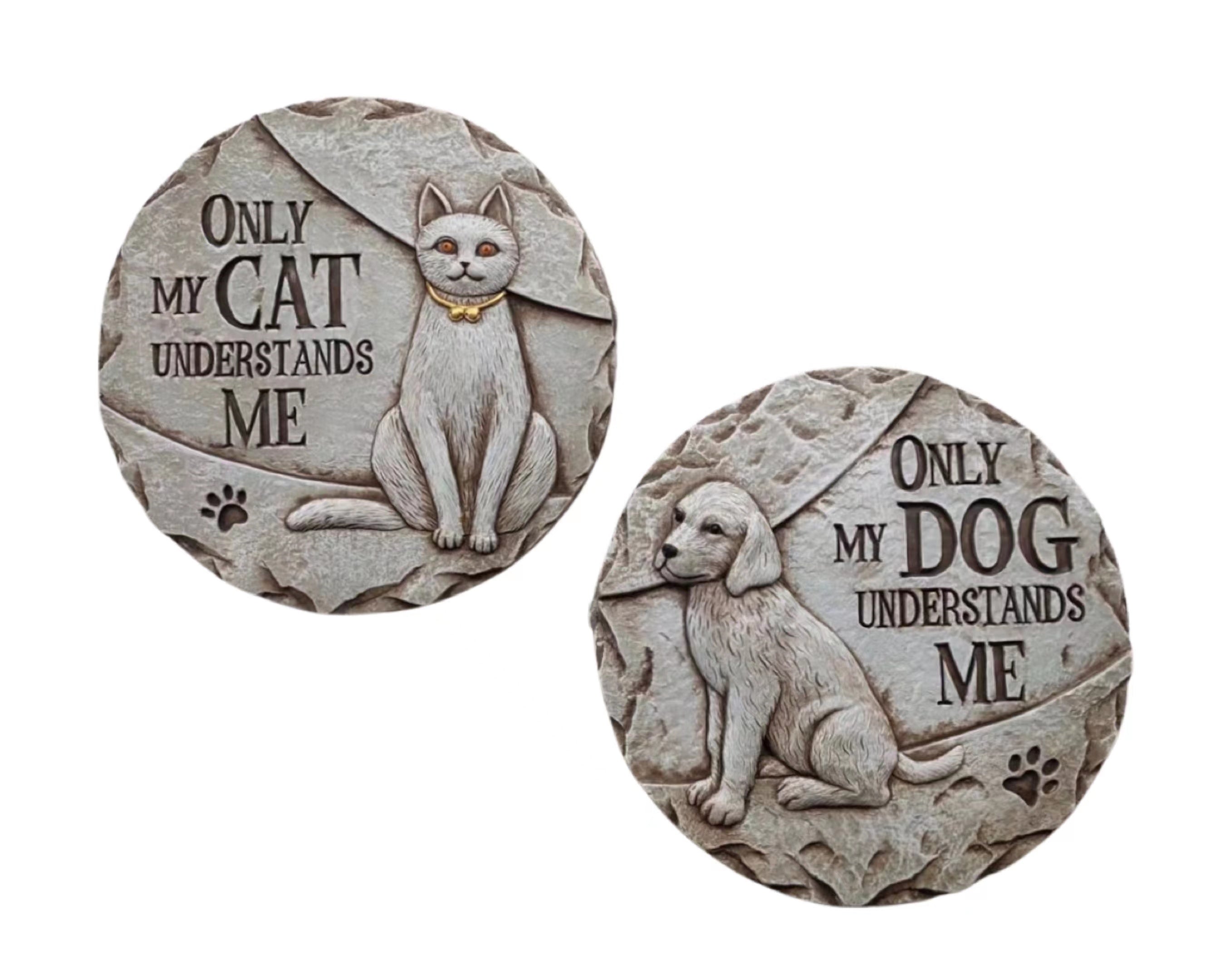 Set 2 Concrete Cat & Dog Wall Plaque 25cm V637-DCO32711