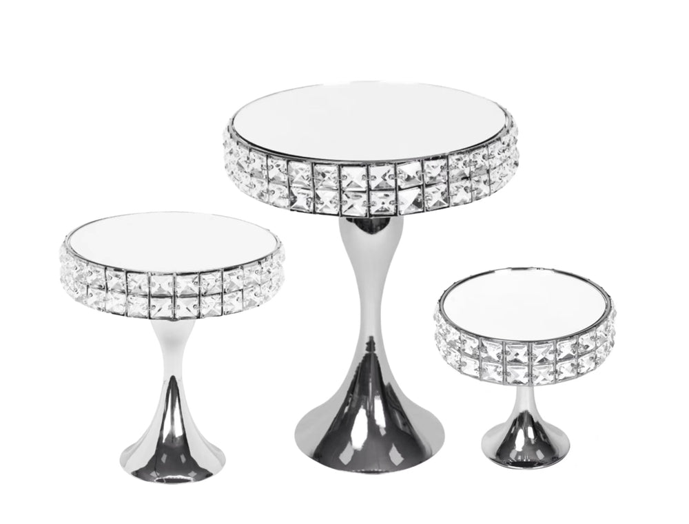 Set 3 Diamond Style Mirror Cake Stand 39cm V637-DCO32790