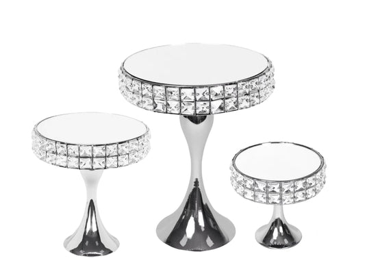Set 3 Diamond Style Mirror Cake Stand 39cm V637-DCO32790