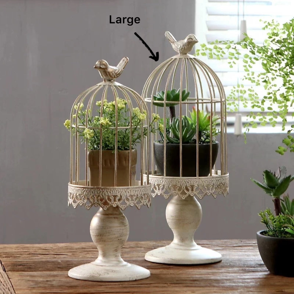 Vintage Metal Birdcage Planter / Candle Holder 35cm V637-DCO32826