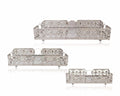 Set 3 Silver Rectangle Metal Tray 32cm V637-DCO32973