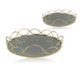 Set 2 Round Gold Mirror Tray 30cm V637-DCO32982