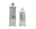 Set 2 Tall White Wooden Lantern w Drawers 104cm V637-DCO35022