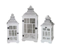 Set 3 White Wooden Lantern w Metal Roof 79cm V637-DCO35033
