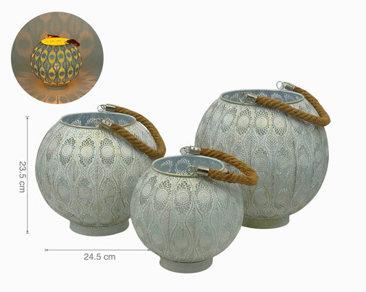 White Wash Moroccan Lantern 24cm V637-DCO35066