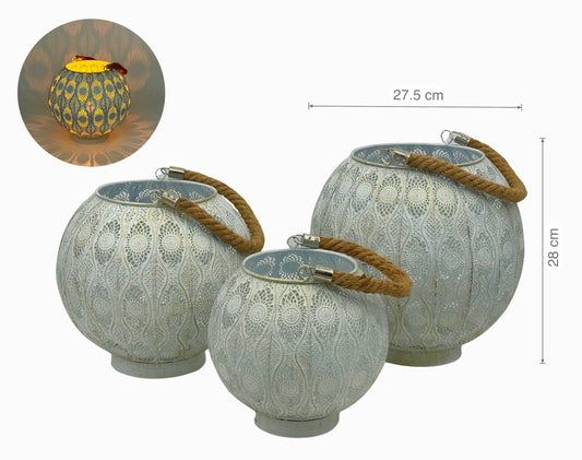 White Wash Moroccan Lantern 28cm V637-DCO35067