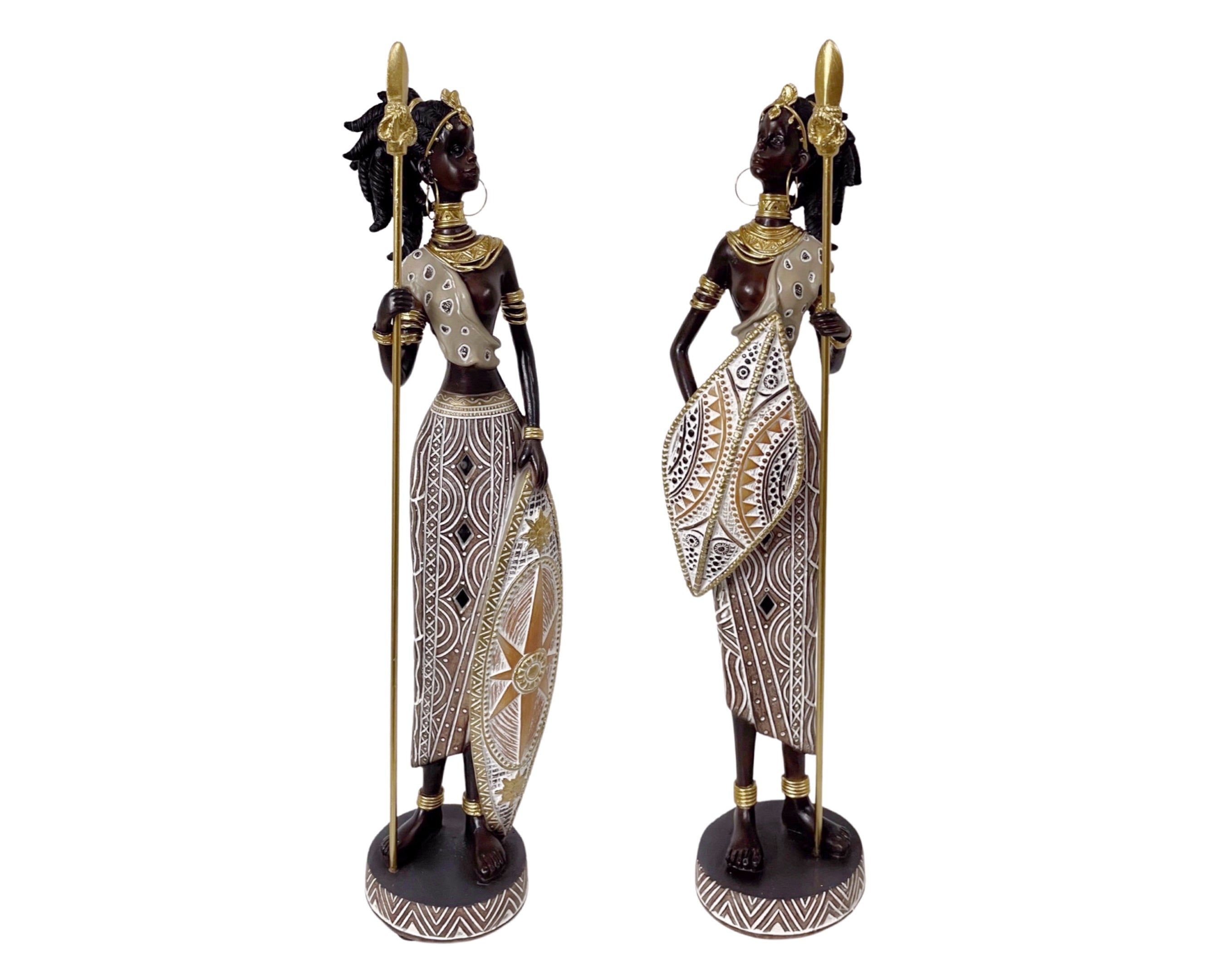Set 2 African Warrior Statue 2 Assorted 8x33cm V637-DCO35225