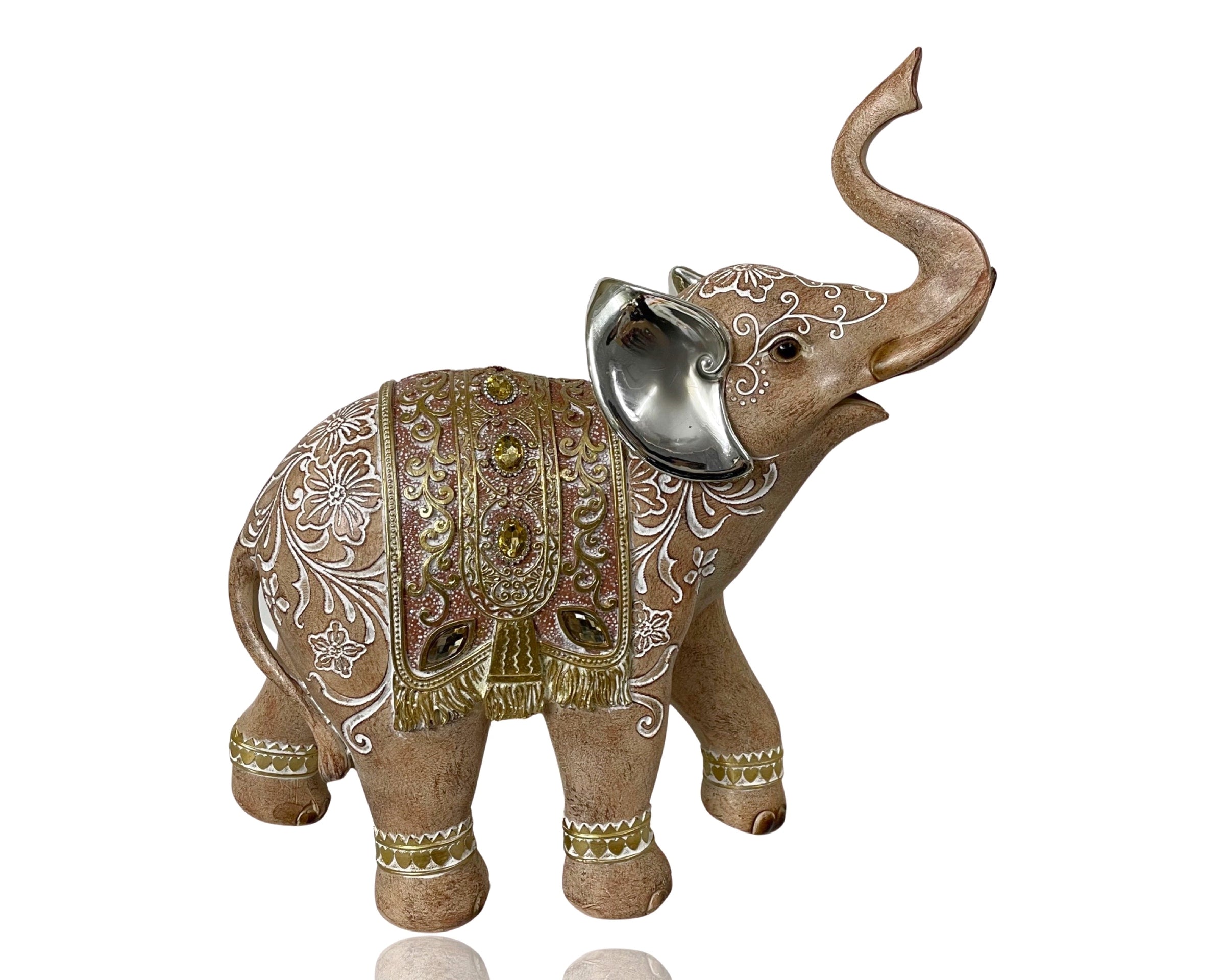 Polyresln Mehndi Design Elephant Ornament 31x33cm V637-DCO35231