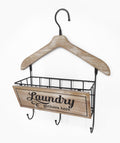Wooden Laundry Hanger W Basket & 3 Hooks 40x48cm V637-DCO35915