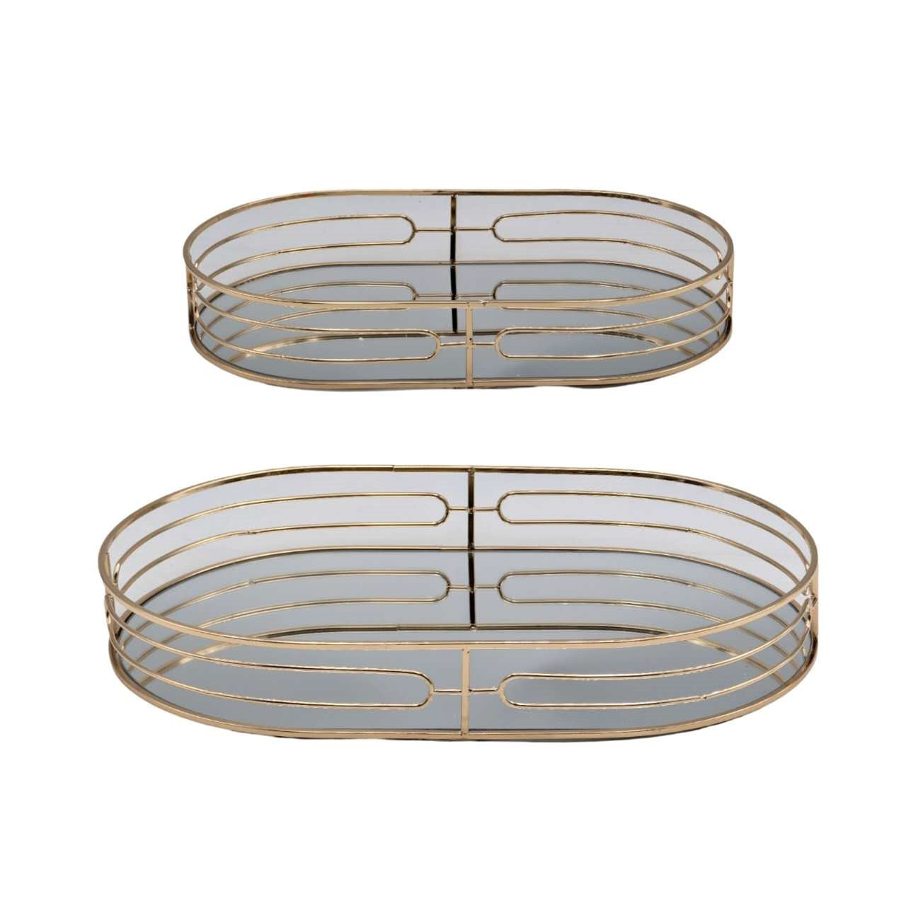 Oval Mirror Tray Oval Champagne Gold 40cm V637-DCO37427
