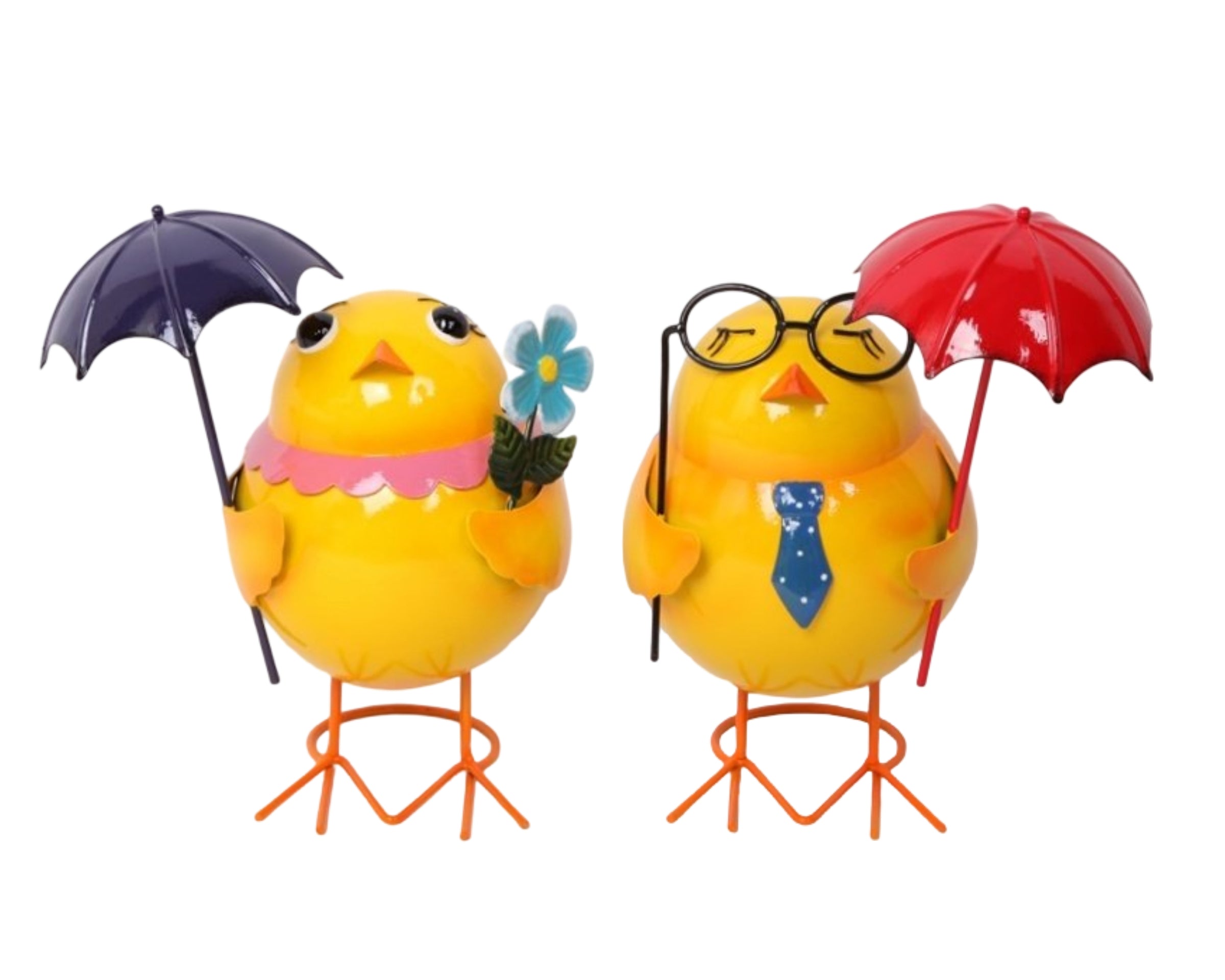 Set 2 Metal Chicken Decor Assort 20cm