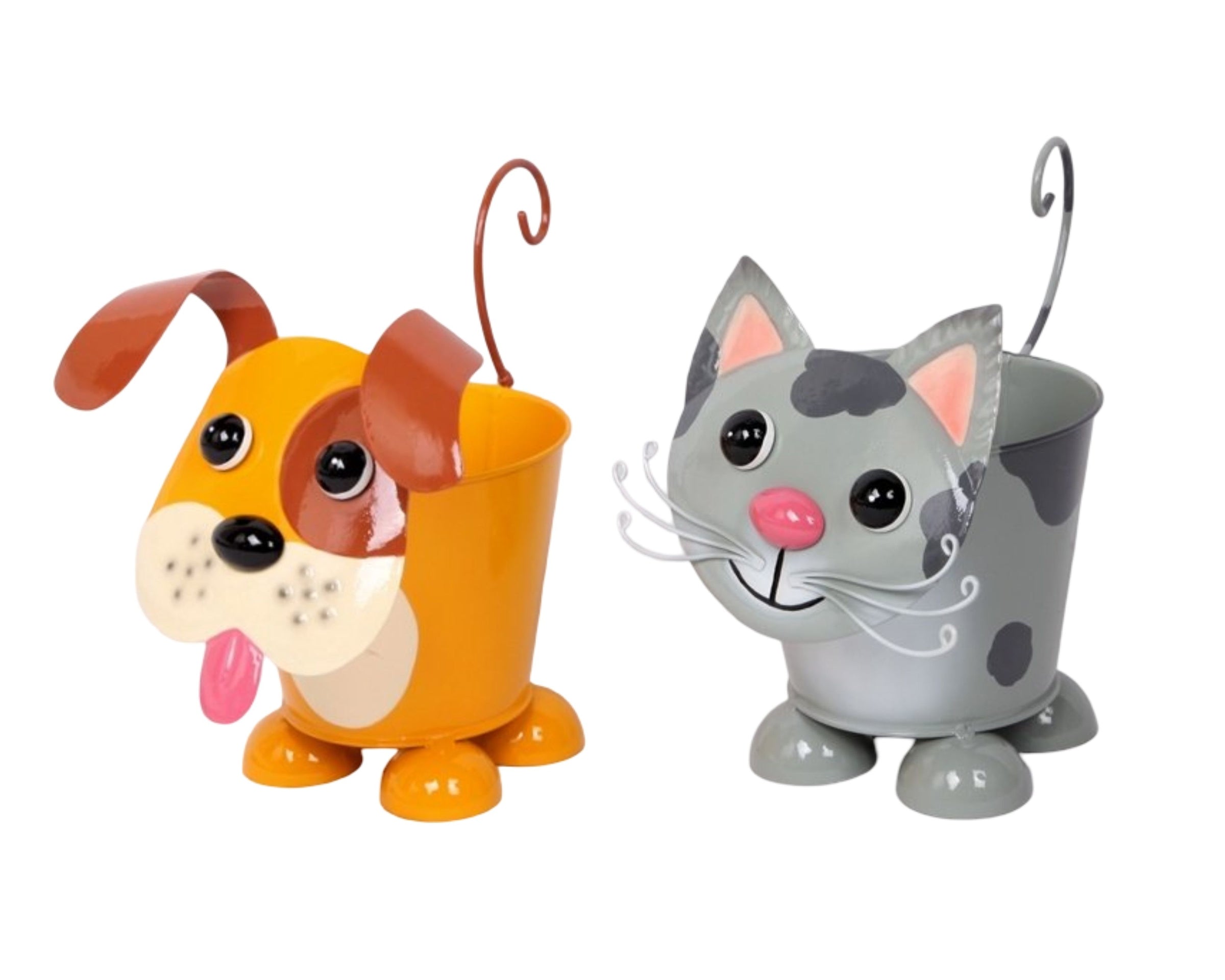 Set 2 Metal Dog & Cat Flower Pot 19cm V637-DCO38691