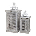 Set 2 Wooden Coastal Cottage Lanterns 57cm V637-DCO38823