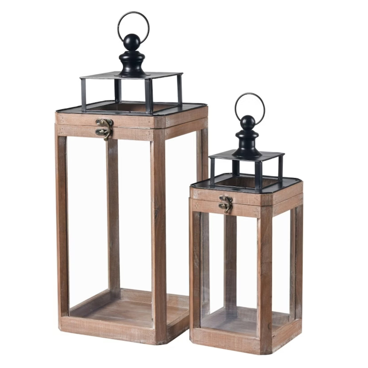 Set 2 Wooden Rustic Charm Lanterns 49cm V637-DCO38827