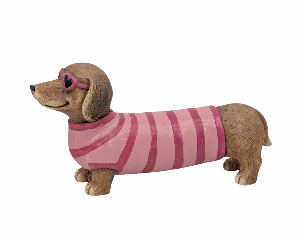 Magnesia Pink Beach Dachshund 42cm V637-DCO38898
