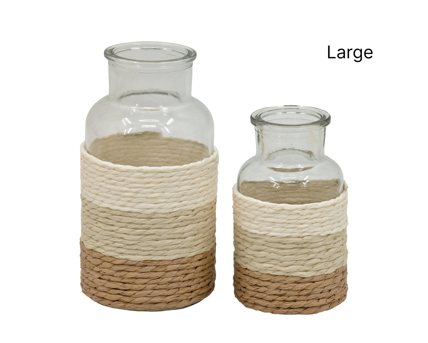 bulk 24 Paper Rope Glass Jar 16cm V637-DCO40106