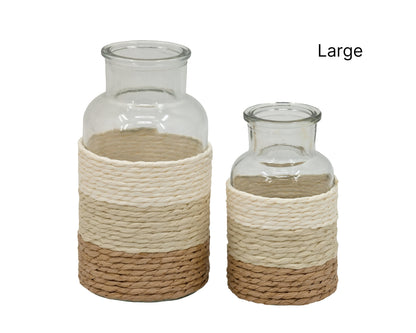 bulk 24 Paper Rope Glass Jar 16cm V637-DCO40106