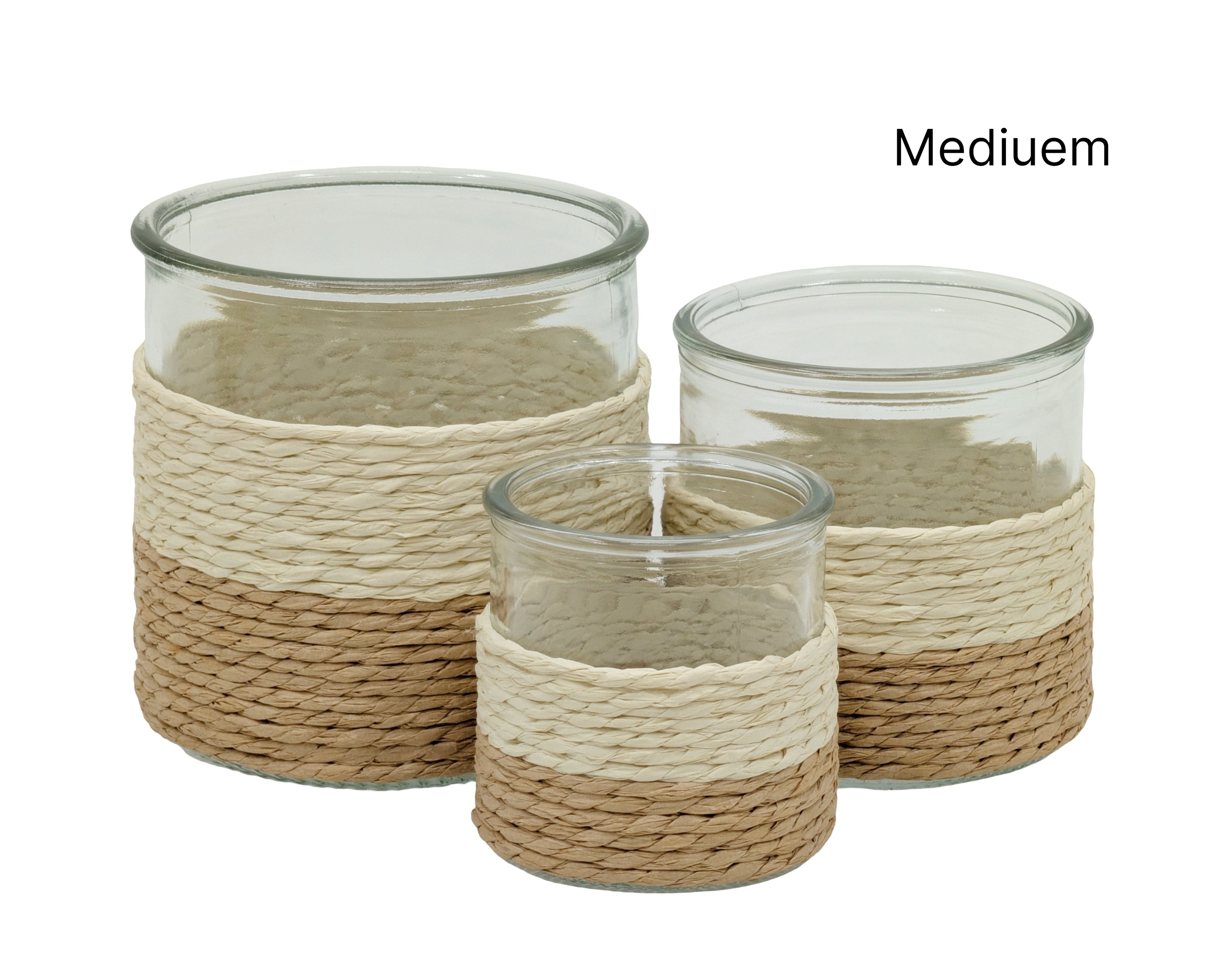 bulk 24 Paper Rope Glass Jar 10cm