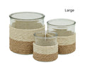bulk 12 Paper Rope Glass Jar 12cm V637-DCO40109