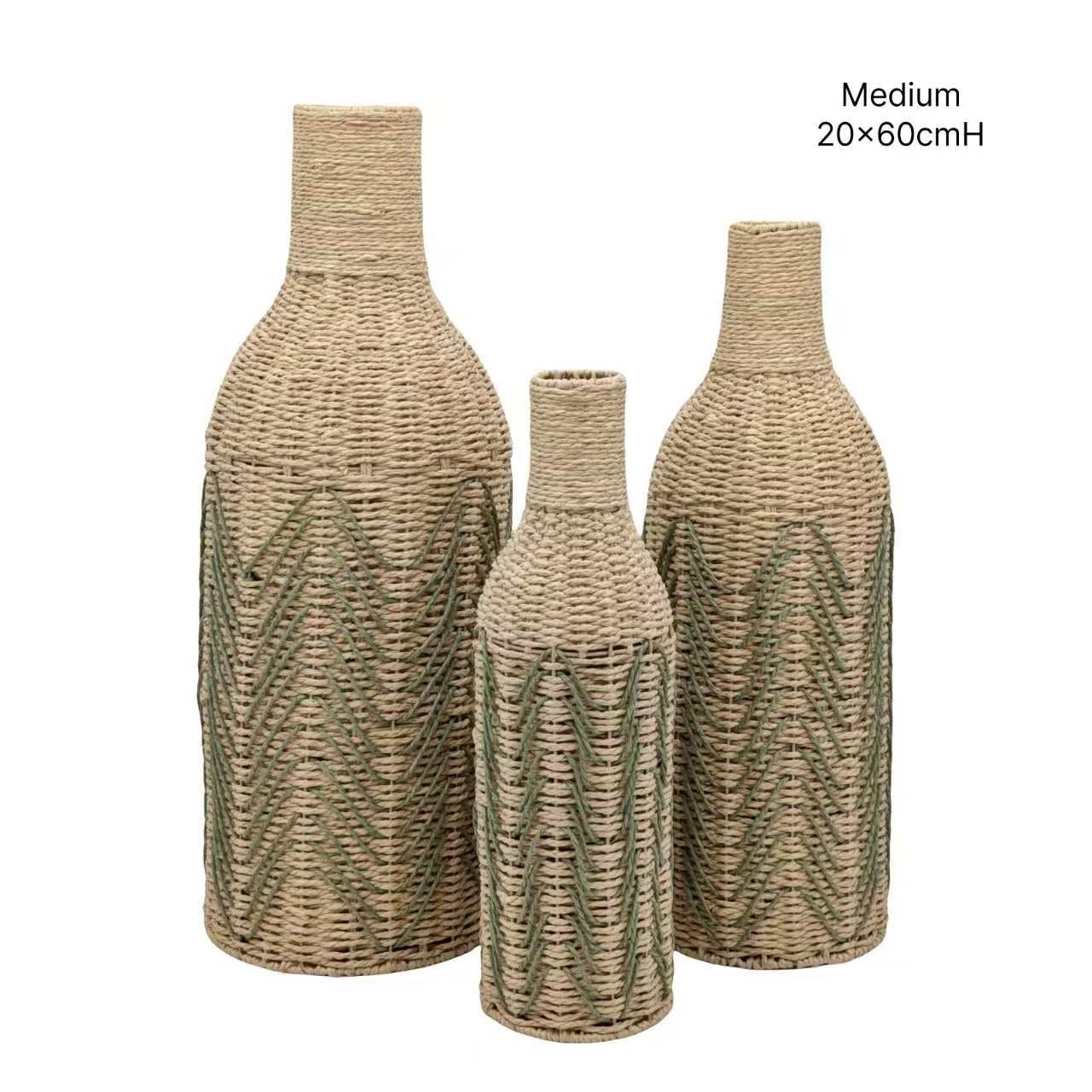 bulk 4 Forest Green Paper Rope Glass Jar 60cm V637-DCO40121