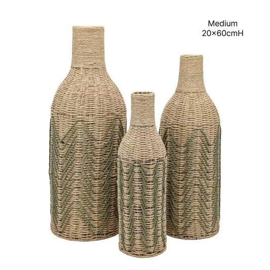 bulk 4 Forest Green Paper Rope Glass Jar 60cm V637-DCO40121