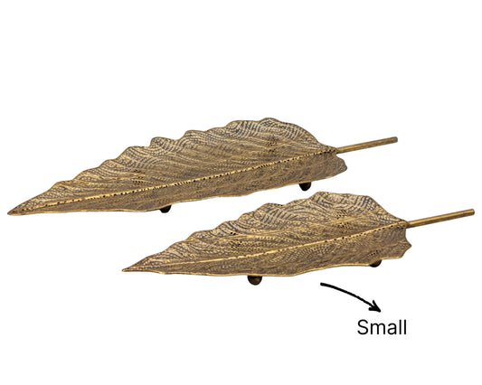 bulk 6 Rustic Gold Metal Leaf Tray 4cm V637-DCO40696